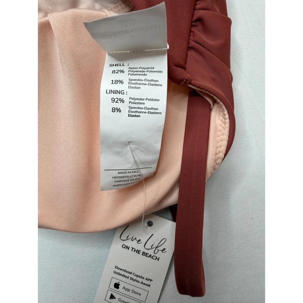 Cupshe Sandy Daze Shirred Ruched One Piece Swimsuit Brick Red NWT S